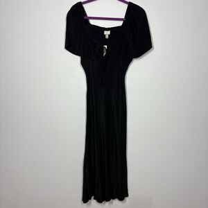 A New Day Womens Babydoll Maxi Dress Size S Black Coquette Milkmaid 90s Grunge